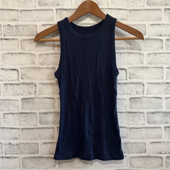 Women’s A new day high neck textured tank top (navy blue, Small) - Picture 1 of 4